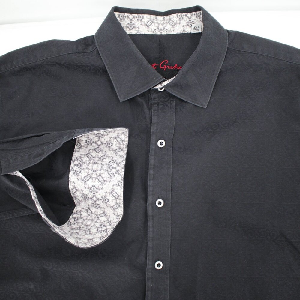 Robert Graham Shirt Mens 2XL Classic Cotton Paisley embossed baroque jacquard